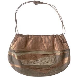 Vintage Carlos Falchi Gold/Metallic snakeskin and leather bag